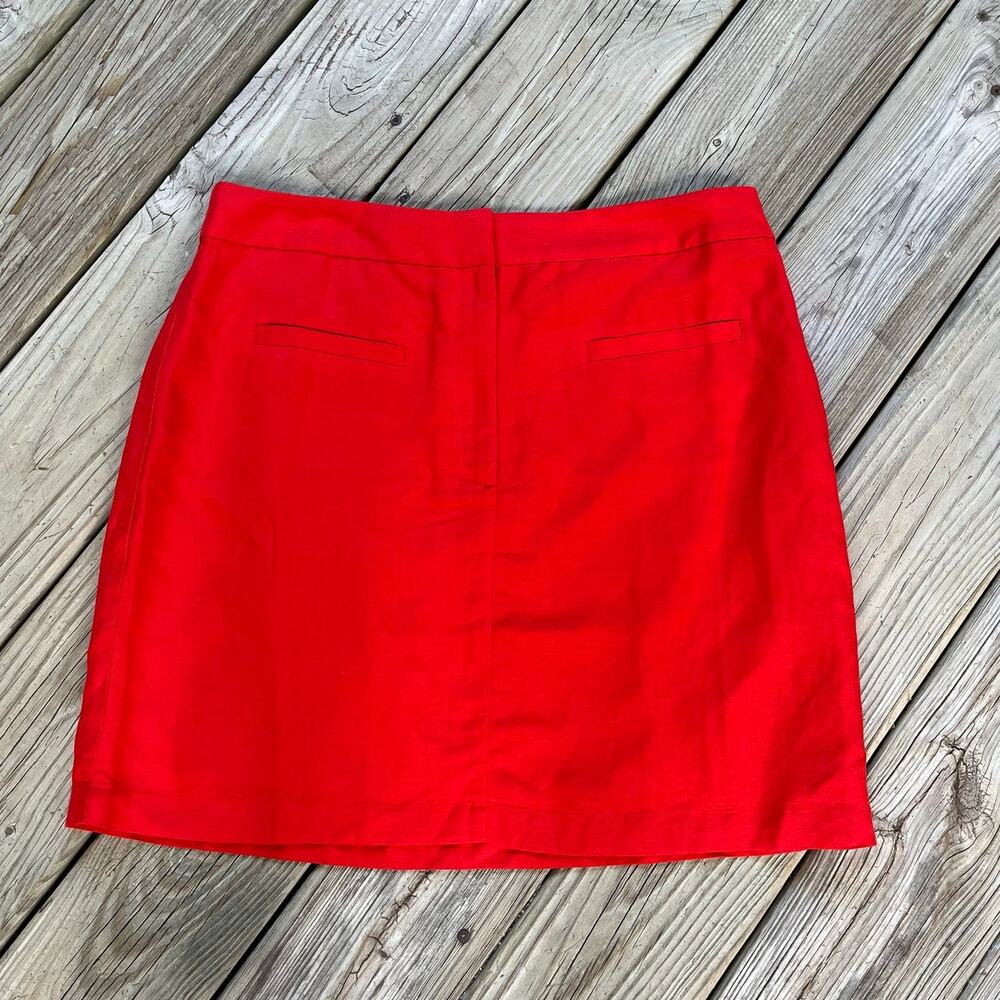 LOFT Women's Bright Red Linen Blend Mini Skirt Size 12. NEW!